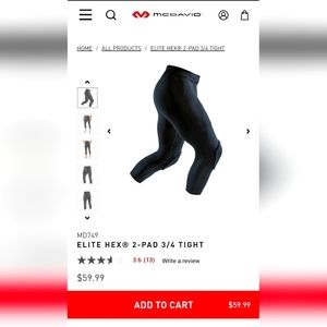 McDavid men's 3/4 length leggings w/ hex Tech knee padding